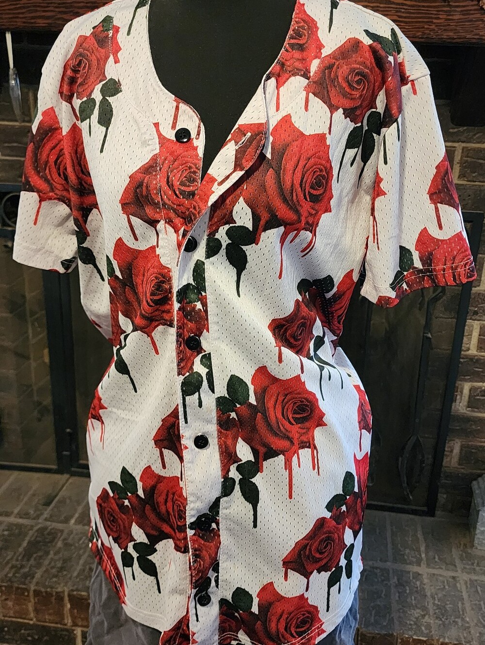 Rue21 Mens Casual Drippy Rose Button Down Shirt Medium